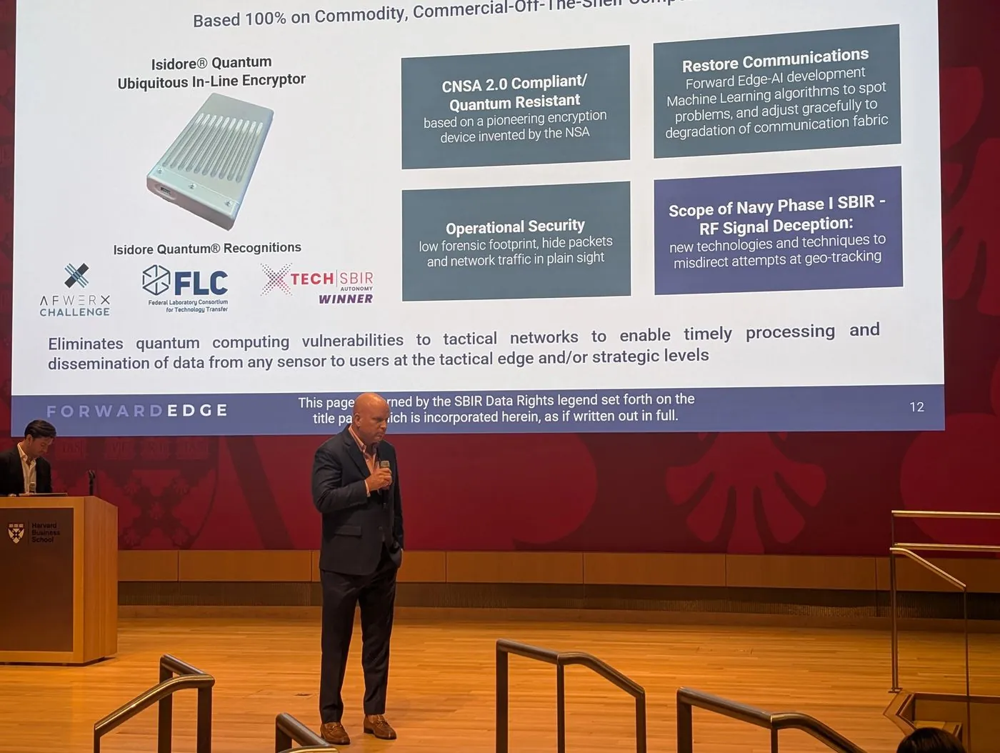 Coffman presenting Forward Edge-AI work at Harvard Business School